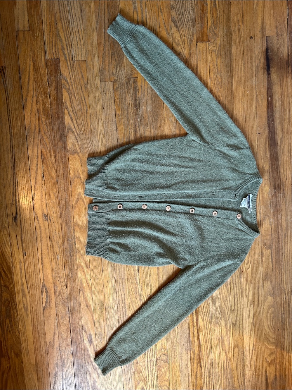 Classic Olive Button-Front Women's Cardigan Sweater